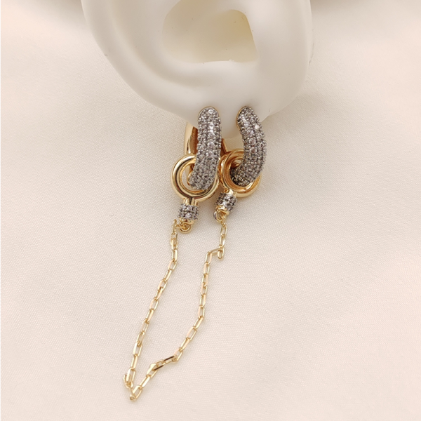 VIP Çiftli Gold Gümüş Küpe