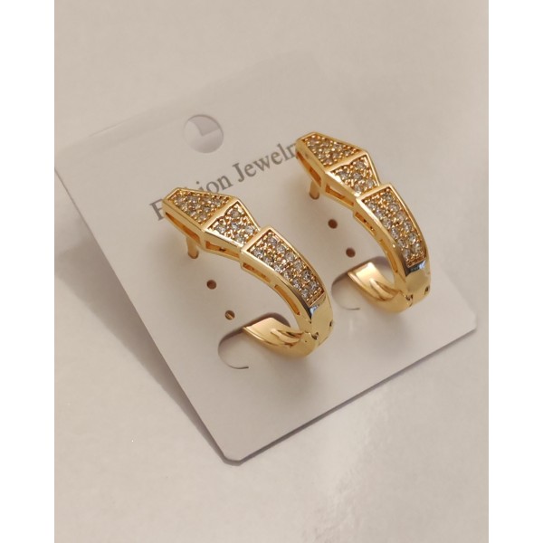 VIP Çelik Gold Taşlı Yılan Küpe